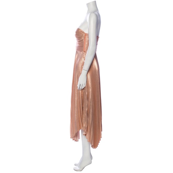 A.L.C. Rose Gold Aurora Pleated One Shoulder Midi Dress - Picture 6 of 13